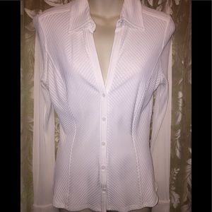 White Ribbed Date Night Long-Sleeved Shirt